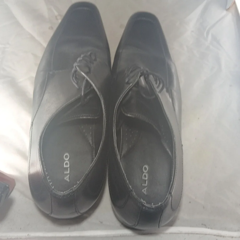 Aldo Leather Derby Dress Shoes 11 Black Square Toe‎ Formal Business Professional
